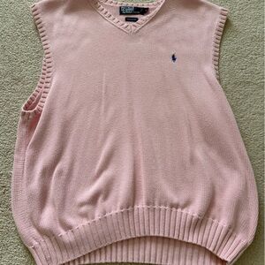 Men’s Ralph Lauren Light Pink V-Neck Sweater Vest Size XL